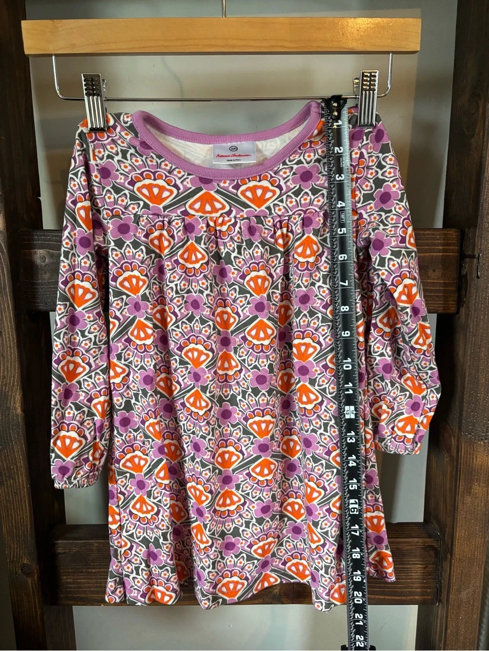 Hanna Andersson Purple Dress with Orange & Pink Floral Pattern